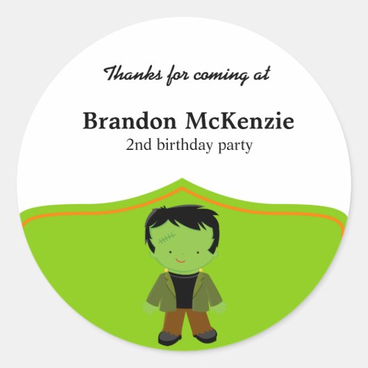 Halloween verjaardagskostuum ronde sticker (Voorkant)