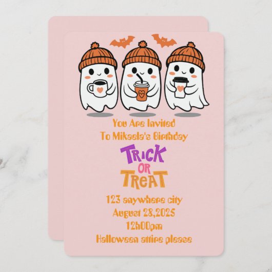 Halloween verjaardagsuitnodiging kaart (Voorkant / Achterkant)