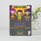 Halloween verjaardagsuitnodiging Kinder kostumepar Kaart (Staand voorkant)