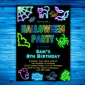 Halloween Verjaardagsuitnodiging Kinder Neon Party Kaart