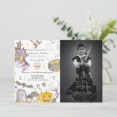 Halloween verjaardagsuitnodiging met foto kaart (Staand voorkant)