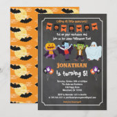 Halloween verjaardagsuitnodiging voor het karton v kaart (Voorkant / Achterkant)