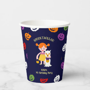 Halloween Verkleed Meisje Verjaardagsfeestje Papieren Bekers