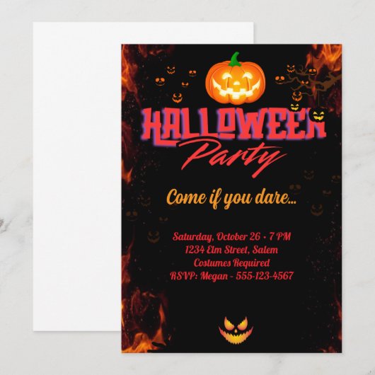 "Halloween Verkleedfeest Kaart (Voorkant / Achterkant)