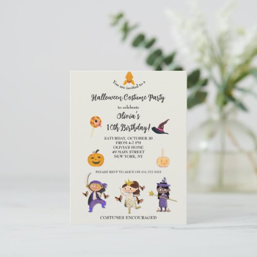 Halloween verkleedfeestje voor kinderen  briefkaart (Staand voorkant)
