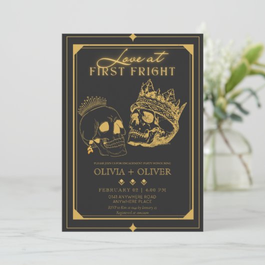 Halloween verlovingsfeest kaart (Staand voorkant)