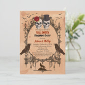 Halloween verlovingspartij nodigt suikerschedel ui kaart (Staand voorkant)