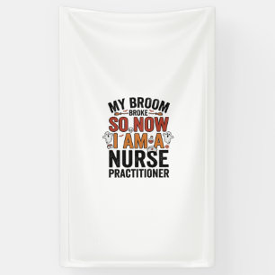 Halloween verpleegkundige bezem gebroken vintage D Spandoek