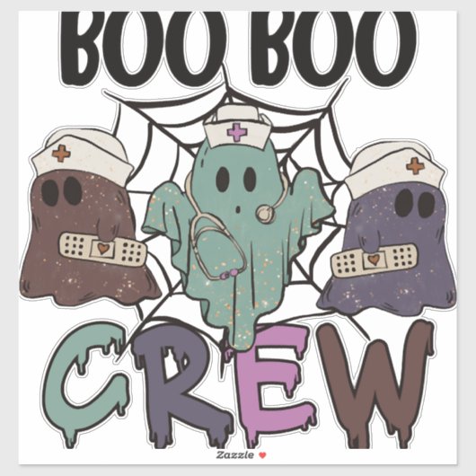 Halloween Verpleegster Boo crew Sticker (Vel)