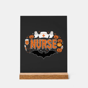 Halloween Verpleegster Drip Pendelende Pompoen Gee Acryl Bord