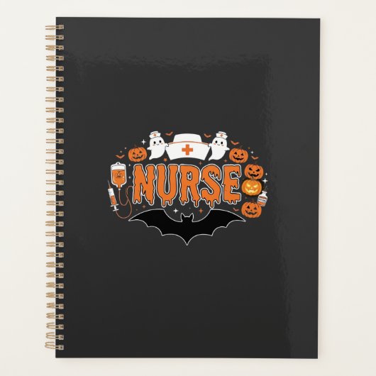 Halloween Verpleegster Drip Pendelende Pompoen Gee Planner (Voorkant)