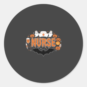 Halloween Verpleegster Druppelende Pompoen Geest V Ronde Sticker