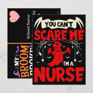 Halloween verpleegster grappige vintage geest scho feestdagenkaart