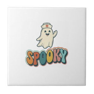 Halloween Verpleegster Griezelige Geest Retro Grap Tegeltje