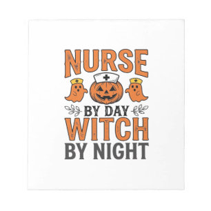Halloween Verpleegster Heks Bij Nacht Vintage Shir Notitieblok