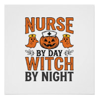 Halloween Verpleegster Heks Bij Nacht Vintage Shir