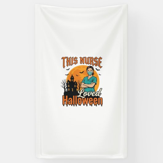 Halloween Verpleegster Hield Van Halloween Vintage Spandoek (Verticaal)