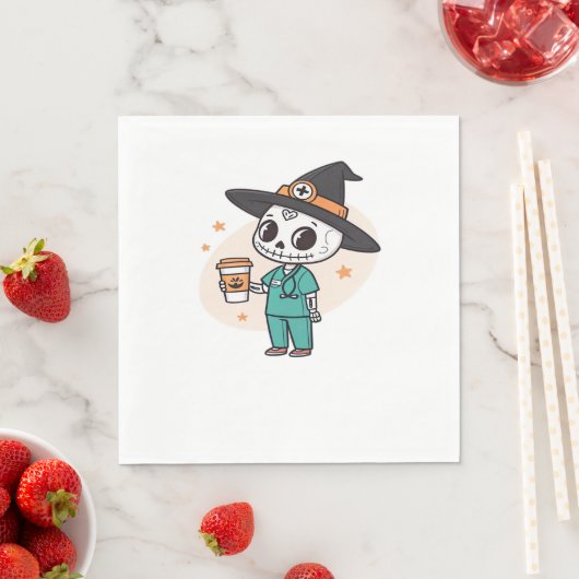 Halloween Verpleegster met Koffie Dragen Heksen Pe Servet (Insitu)