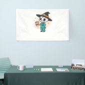 Halloween Verpleegster met Koffie Dragen Heksen Pe Spandoek (Beurs)