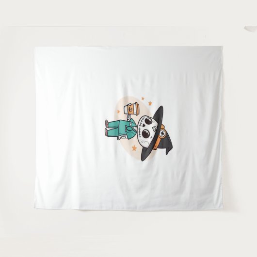 Halloween Verpleegster met Koffie Dragen Heksen Pe Wandkleed (Voorkant (horizontaal))