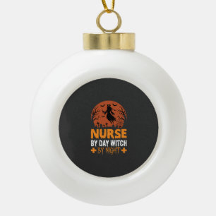 Halloween Verpleegster overdag Heks 's nachts Keramische Bal Ornament
