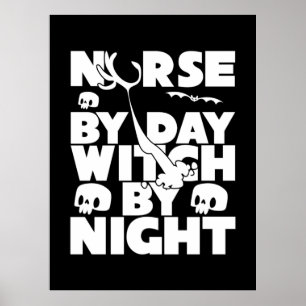 Halloween verpleegster per dag heks by Night Poster