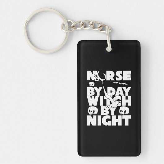 Halloween verpleegster per dag heks by Night Sleutelhanger (Voorkant)