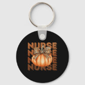Halloween Verpleegster Pompoen Verpleegkunde Scrub Sleutelhanger (Voorkant)