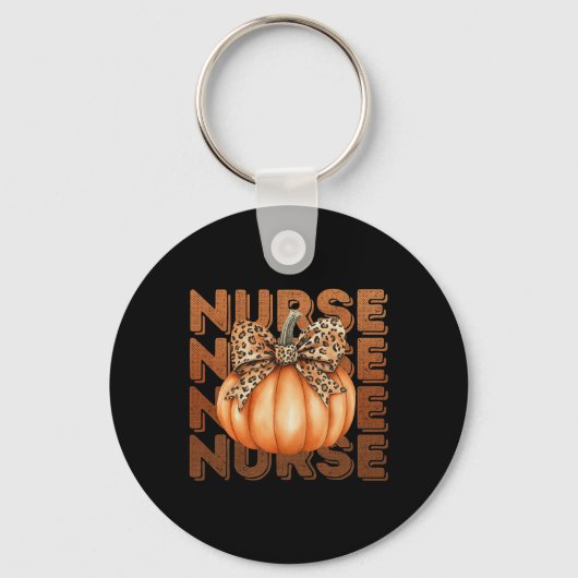 Halloween Verpleegster Pompoen Verpleegkunde Scrub Sleutelhanger (Voorkant)