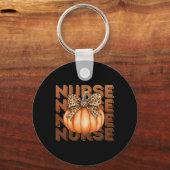 Halloween Verpleegster Pompoen Verpleegkunde Scrub Sleutelhanger (Voorkant)