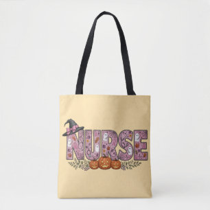 Halloween Verpleegster Roze Lint Ontwerp Tote Bag