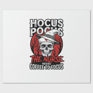 Halloween Verpleegster Schedel Koffie Focus Vintag Cadeaupapier