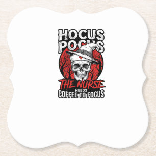 Halloween Verpleegster Schedel Koffie Focus Vintag Kartonnen Onderzetters