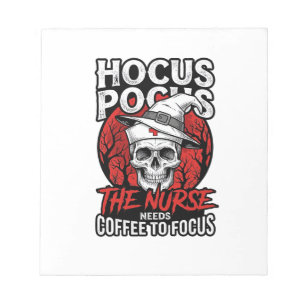 Halloween Verpleegster Schedel Koffie Focus Vintag Notitieblok