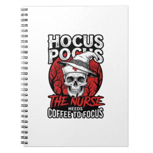 Halloween Verpleegster Schedel Koffie Focus Vintag Notitieboek