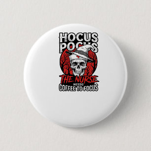 Halloween Verpleegster Schedel Koffie Focus Vintag Ronde Button 5,7 Cm