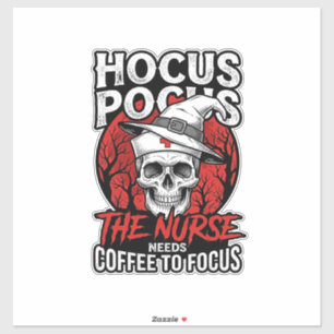 Halloween Verpleegster Schedel Koffie Focus Vintag Sticker