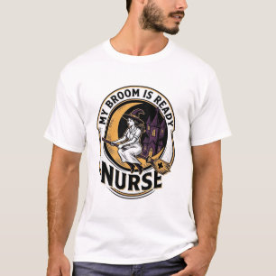 Halloween Verpleegster Shirt Vintage Heks Bezems D