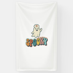 Halloween Verpleegster Spookachtige Geest Retro Gr Spandoek