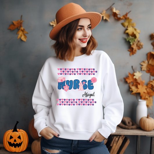 Halloween verpleegster sweatshirt met naam