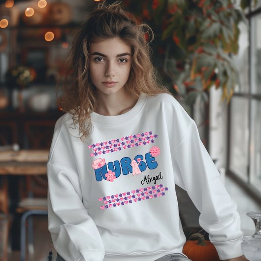 Halloween verpleegster sweatshirt met naam