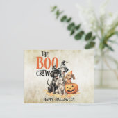 Halloween Verschrikkelijke Boe Honden Bemanning Or Briefkaart (Staand voorkant)