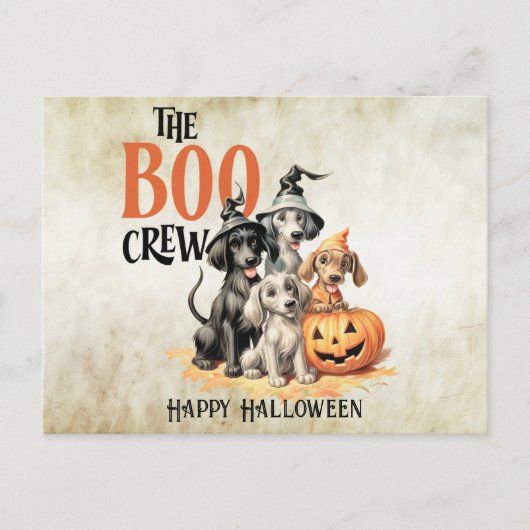 Halloween Verschrikkelijke Boe Honden Bemanning Or Briefkaart (Voorkant)
