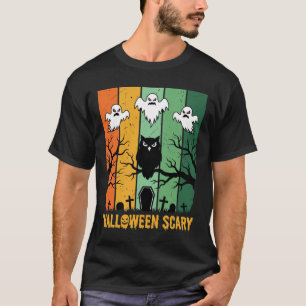 Halloween Verschrikkelijke Geest Uil Begraafplaats T-shirt
