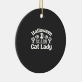 Halloween Verschrikkelijke Kat Dame_1 Keramisch Ornament (Rechts)
