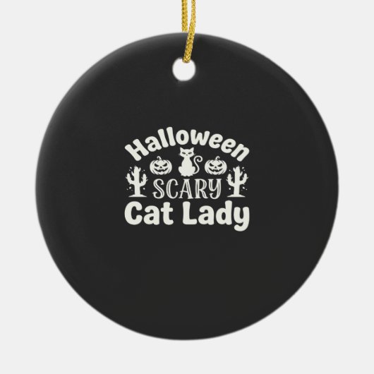 Halloween Verschrikkelijke Kat Dame_1 Keramisch Ornament (Voorkant)