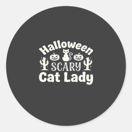Halloween Verschrikkelijke Kat Dame_1 Ronde Sticker (Voorkant)