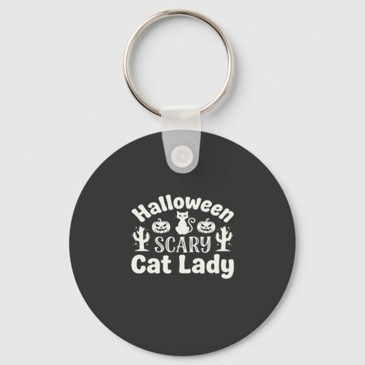 Halloween Verschrikkelijke Kat Dame_1 Sleutelhanger (Voorkant)