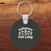 Halloween Verschrikkelijke Kat Dame_1 Sleutelhanger (Voorkant)