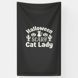 Halloween Verschrikkelijke Kat Dame_1 Spandoek
